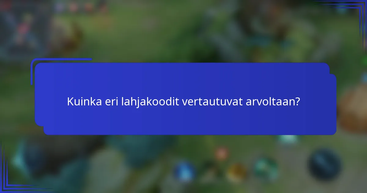 Kuinka eri lahjakoodit vertautuvat arvoltaan?