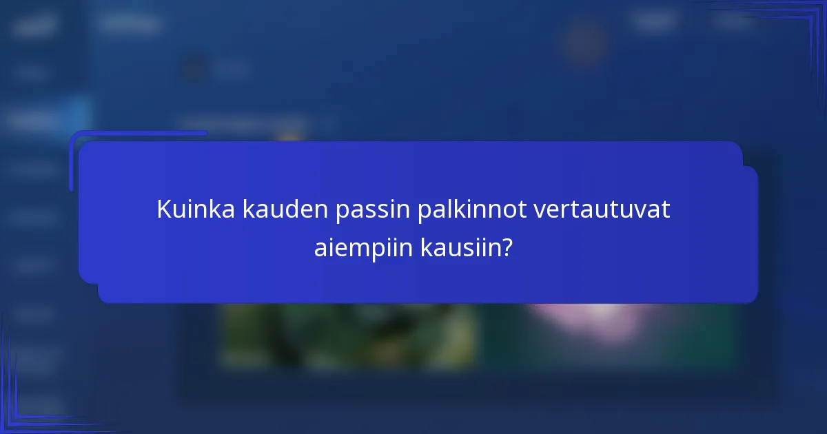 Kuinka kauden passin palkinnot vertautuvat aiempiin kausiin?